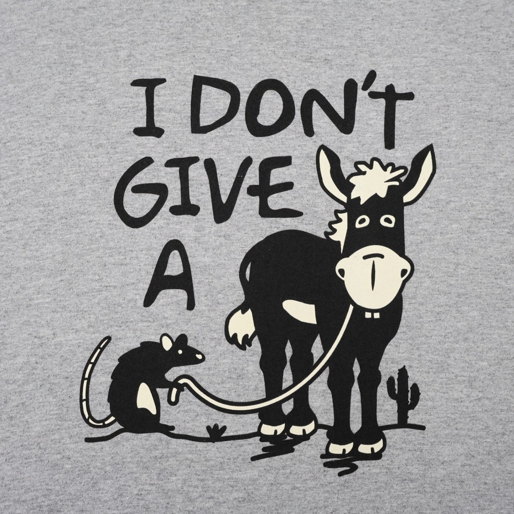 DOM Mens I Don't Give A Donkey Rat Graphic T-Shirt Gray 2XL Humor Tee - Picture 2 of 7